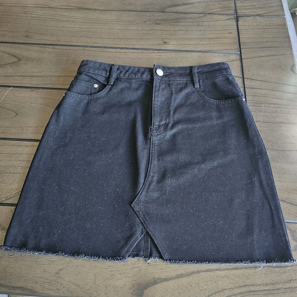 Maje Black Mini Skirt with Front Slit